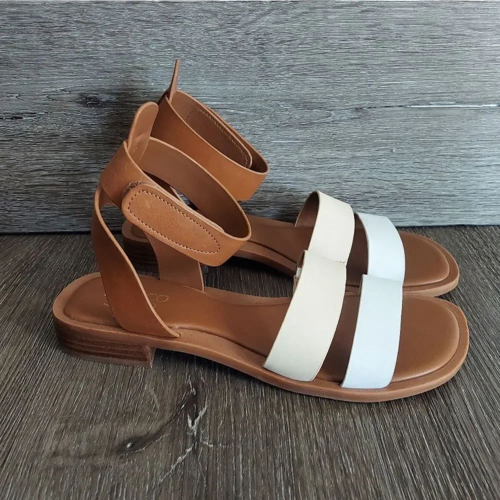 EUC Franco Sarto Palesa Sandal Tan Cream Size 8.5